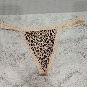 Victoria's Secret Beige and Black Leopard Lace Thong